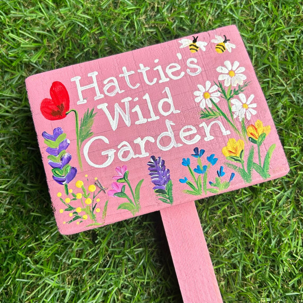 Pink Wildflower & Stake Sign