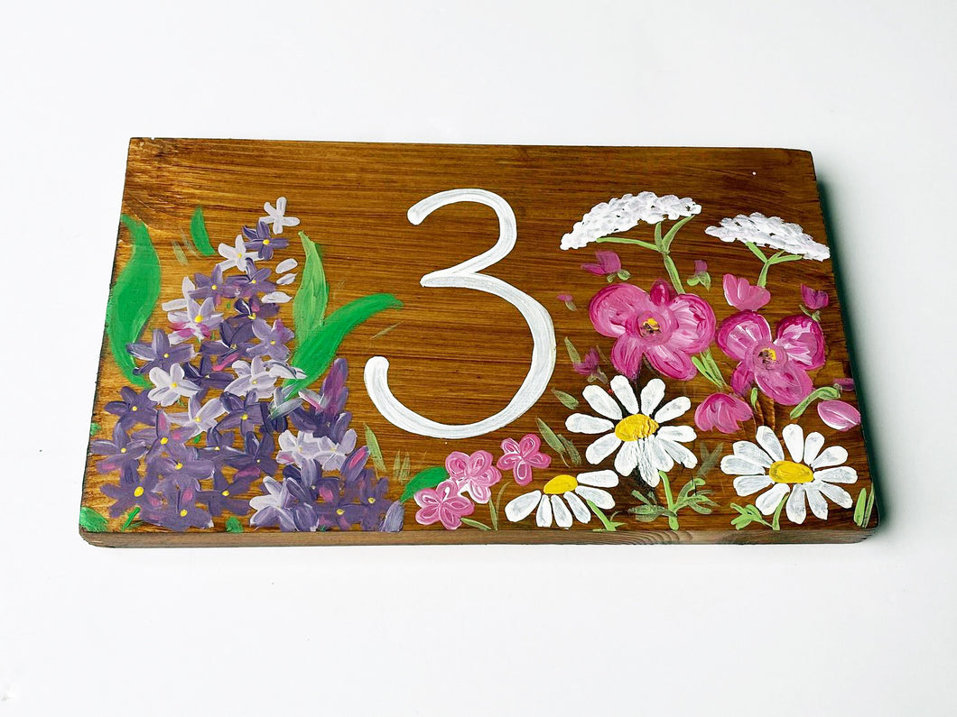 Flowers House Number Sign
