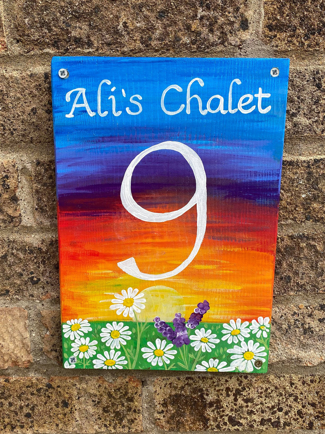 Sunset & Daisies House Sign