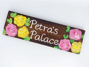 Pink Roses House Name Sign