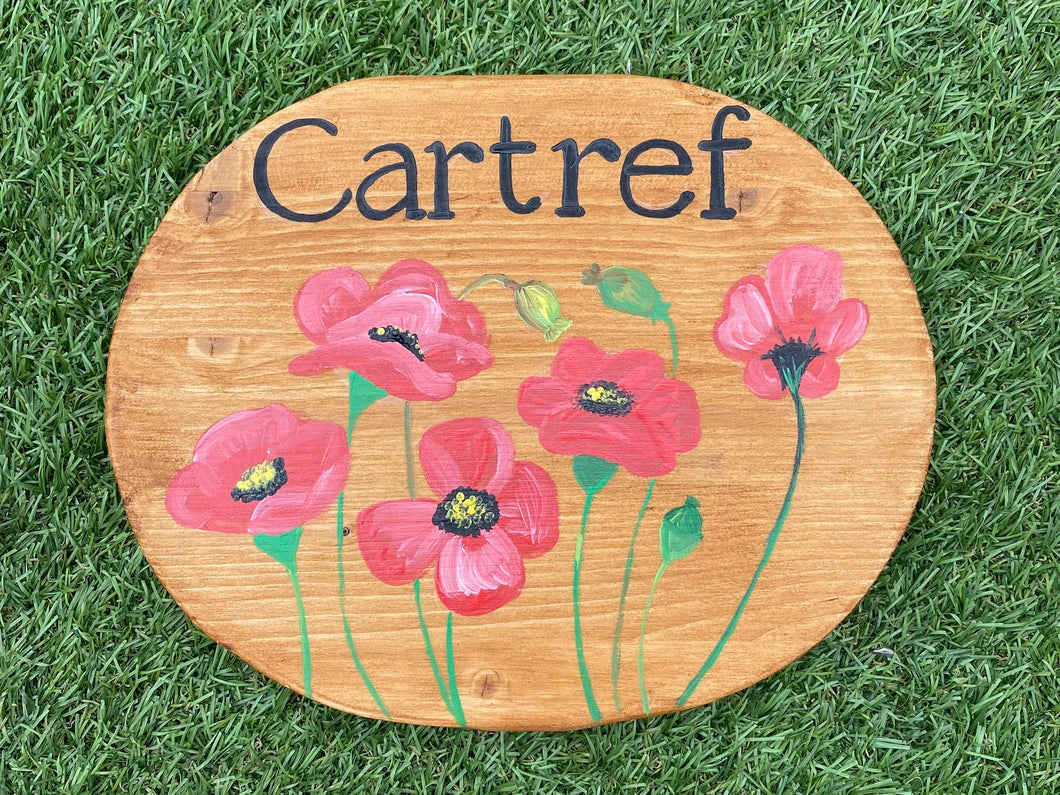 Oval Poppy Sign