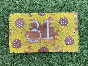 Sunflower House Number Sign