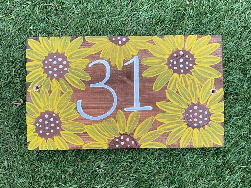 Sunflower House Number Sign