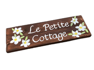 White Blossom House Name Sign
